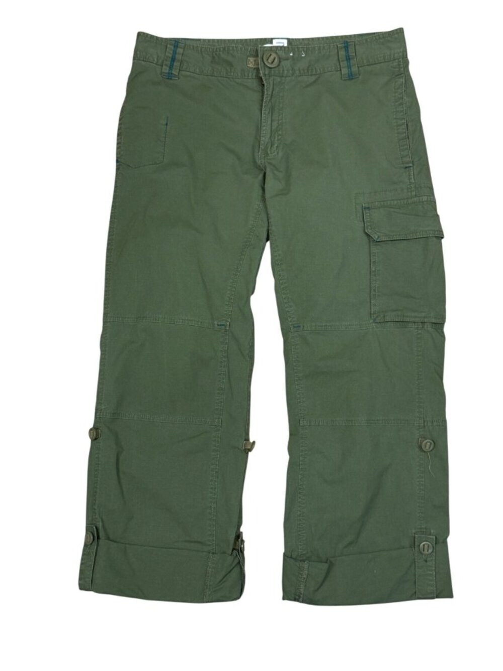 Y2K Old Navy Low Waist Buckle Back Green Cargo Convertible Pants Size 6